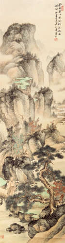 叶 昀（1901-1983） 游山图 纸本设色 立轴