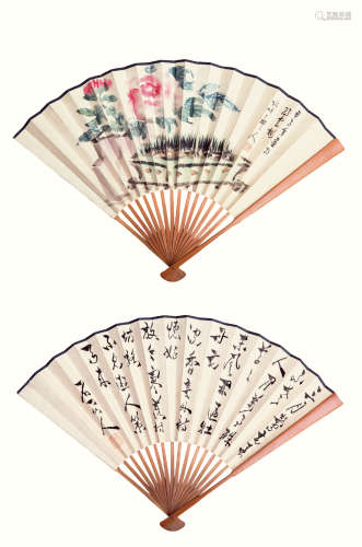 徐世昌（1855-1939） 书画成扇 纸本设色 成扇