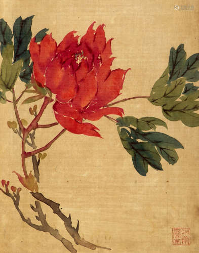 徐世昌（1855-1939） 牡丹 绢本设色 镜心