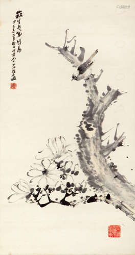 李石君（1867-1933） 古木新花 纸本水墨 镜心