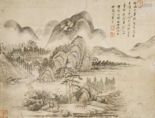 A PAIR OF CHINESE ALBUM PAINTINGS ON PAPER BY WANG HUI (1632-1717) EARLY QING DYNASTY Each depicting