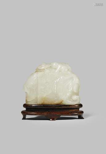 A CHINESE PALE CELADON JADE BELT BUCKLE 18TH CENTURY Carved as a lavishly caparisoned elephant
