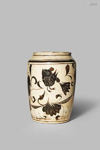 A CHINESE CIZHOU CYLINDRICAL VASE YUAN DYNASTY 1279-1368 The cream glazed body decorated with floral