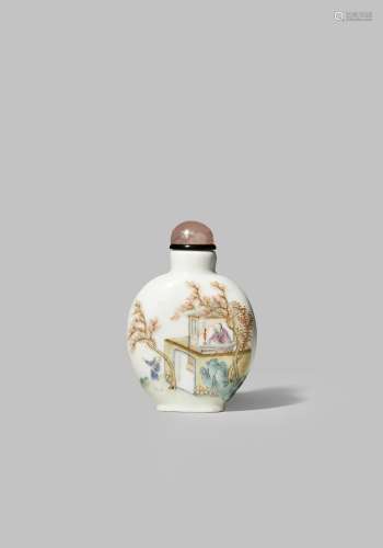 A CHINESE FAMILLE ROSE PORCELAIN SNUFF BOTTLE FOUR CHARACTER DAOGUANG MARK AND OF THE PERIOD 1821-50