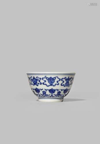 A RARE CHINESE IMPERIAL BLUE AND WHITE 'BAJIXIANG' WINE CUP SIX CHARACTER QIANLONG SEAL MARK AND
