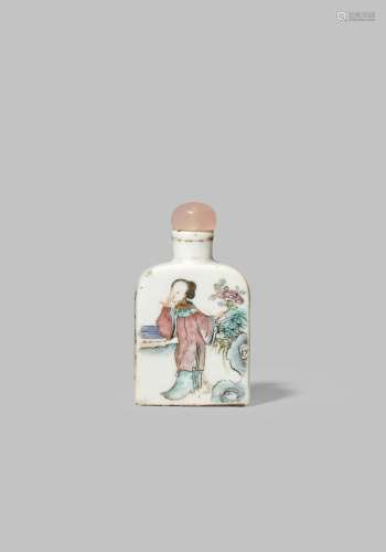 A CHINESE FAMILLE ROSE SNUFF BOTTLE SIX CHARACTER IRON-RED TONGZHI MARK AND OF THE PERIOD 1862-74