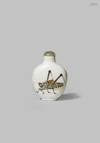 A CHINESE FAMILLE ROSE 'CRICKETS' SNUFF BOTTLE FOUR CHARACTER DAOGUANG MARK AND OF THE PERIOD 1821-