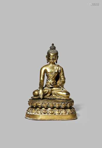 A CHINESE GILT BRONZE FIGURE OF BUDDHA SAKYAMUNI 18TH CENTURY Sitting in dhayasana, touching the
