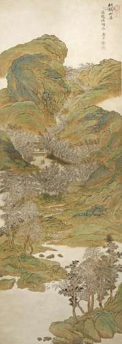 A CHINESE LANDSCAPE SCROLL PAINTING ON PAPER AFTER YUN SHOU PING PROBABLY 20TH CENTURY Depicting a