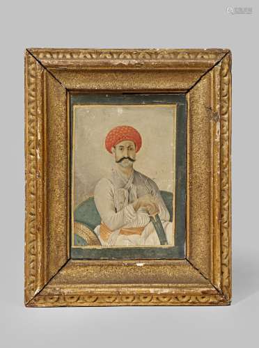 AN INDIAN MINIATURE PORTRAIT 18TH CENTURY Depicting Shah Zaddah, with an inscription to the