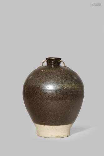 A CHINESE BROWN GLAZED OVOID VASE TANG DYNASTY 618-907 AD With an ovoid body and two loop handles to