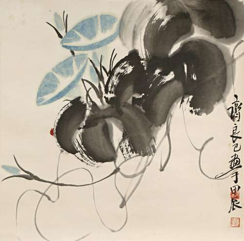 QI LIANG YI (1923-1988) A PAIR OF CHINESE HANGING SCROLL PAINTINGS 20TH CENTURY One depicting a