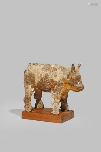 A CHINESE IRON MODEL OF AN OX TANG DYNASTY 618-907 AD Standing four-square, with long, tapering