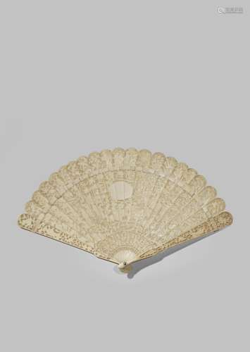 A CHINESE CANTON IVORY BRISE FAN LATE 18TH/EARLY 19TH CENTURY Carved on both sides with various