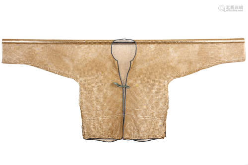 A CHINESE BAMBOO MAN’S JACKET. 19th Century. Made of small tubular bamboo beads threaded in a net-