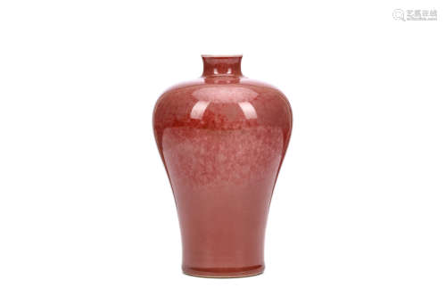 A CHINESE PEACH-BLOOM GLAZED VASE, MEIPING. Qing Dynasty, 18th Century. With high, rounded