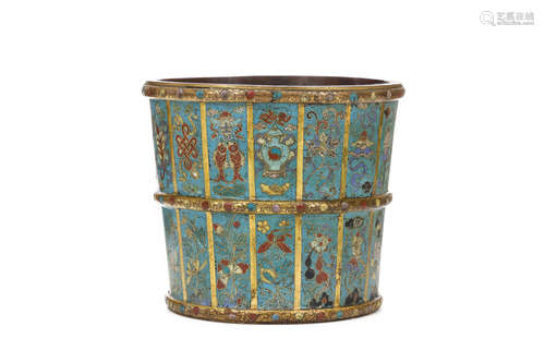 A CHINESE CLOISONNÉ ENAMEL JARDINIÈRE. Qing Dynasty, Qianlong era. The circular vessel decorated