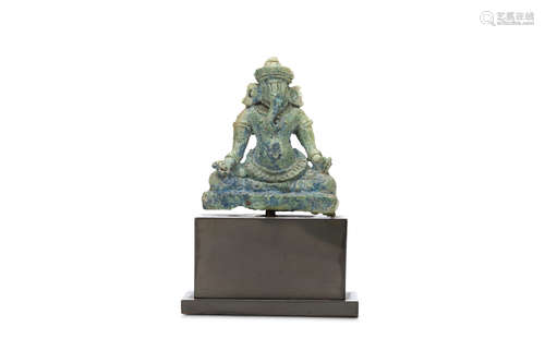 A BRONZE FIGURE OF GANESHA. Cambodia, 13th Century. 8cm H. 柬埔寨十三世紀    象頭神銅像