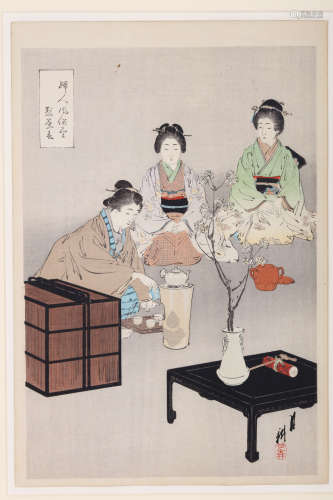 OGATA GEKKO (1859 – 1920). Four oban tate-e, from the series Fujin Fuzoku zukushi (Manners and