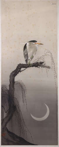 A PAIR OF PAINTINGS BY KOSON. 19th / 20th Century. Ink and colour on silk, a kingfisher on a willow