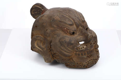 A DRY LACQUER MASK. 19th Century. An unusual study of a gigaku mask, possibly Kongara Rekish, a