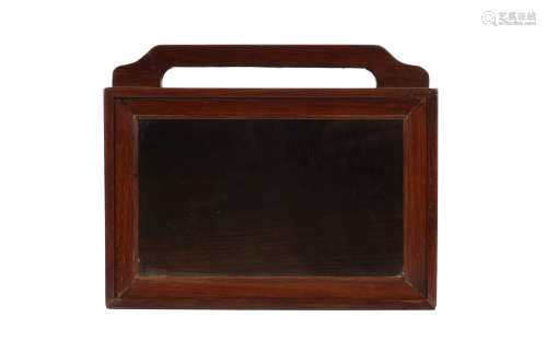 A CHINESE WOOD SEAL BOX. Qing Dynasty. Of rectangular form, with a sliding cover, with a loop