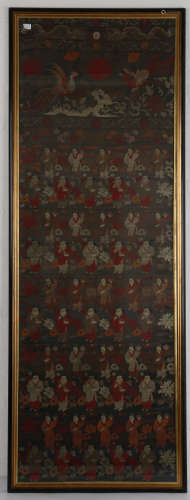 TWO LARGE CHINESE ‘HUNDRED BOYS’ TEXTILE PANELS. Qing Dynasty, 18th Century. Each panel depicting