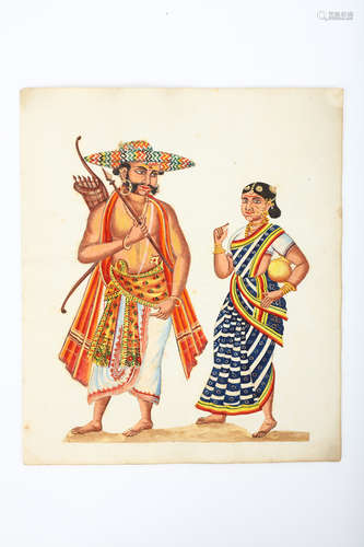 A COLLECTION OF TEN WATERCOLOUR STUDIES. India, 19th Century. 24 x 20cm. 印度十九世紀   印度主題繪畫十張