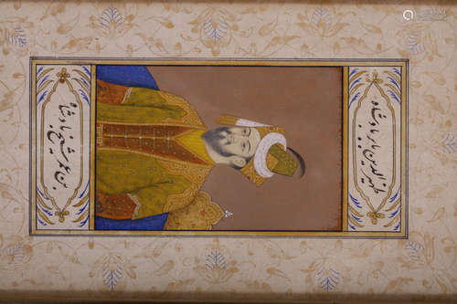 TWO MINIATURE PORTRAITS. India, 18th / 19th Century. 11.5 x 8cm. 印度十八 / 十九世紀   莫臥兒人繪畫兩幅