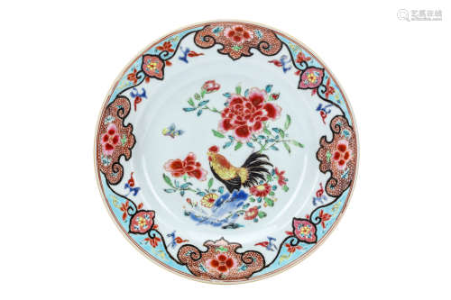 TWO CHINESE FAMILLE ROSE 'COCKERELS' DISHES. Qing Dynasty, Yongzheng era. Each is decorated with a