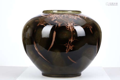 A LARGE CERAMIC VASE BY KAWA SEMPO (1947 –). Of ovoid form, decorated in iron glaze with an abstract