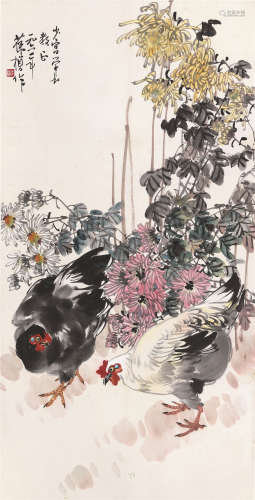 苏葆桢（1916～1990） 1962年作 双吉图 立轴 设色纸本