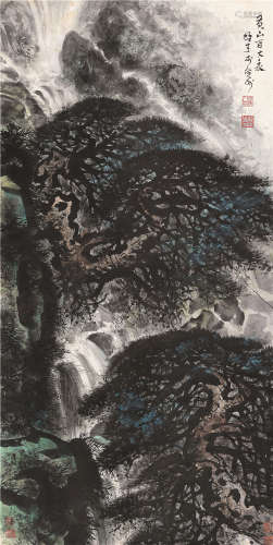 黎雄才（1910～2001） 黄山百丈泉 立轴 设色纸本