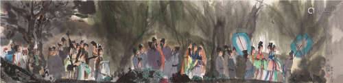 傅小石（1932～2016） 1997年作 丽人行 镜片 设色纸本