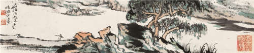 陆俨少（1909～1993） 山水 镜框 设色纸本
