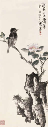 谢稚柳（1910～1997） 1964年作 山茶春禽图 立轴 设色纸本