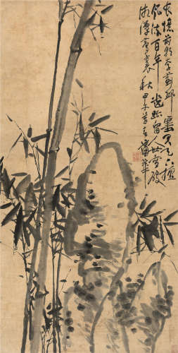 蒲华（1839～1911） 1894年作 竹石图 镜片 水墨纸本