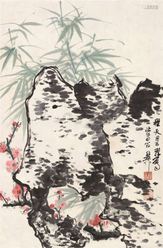 谢稚柳（1910～1997） 三清图 镜框 设色纸本