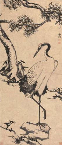 八大山人（1626～1705） 松鹤延年 立轴 水墨纸本