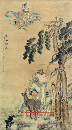 钱慧安（1833～1911） 群仙祝寿 立轴 设色纸本