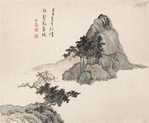 溥儒（1896～1963） 暮林秀色 镜片 设色纸本
