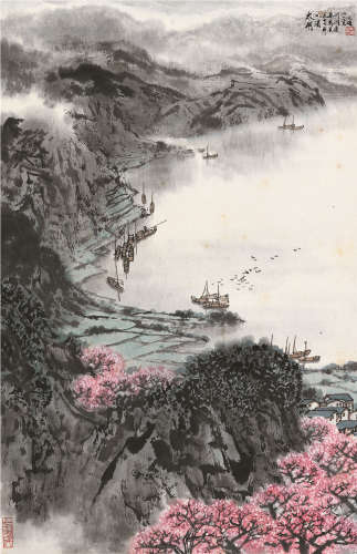宋文治（1919～1999） 1977年作 太湖春色 立轴 设色纸本