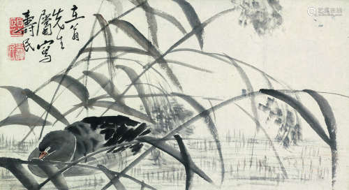 边寿民（1684～1752） 芦影栖息 立轴 设色纸本