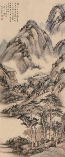 秦祖永（1825～1884） 1868年作 春山暖翠 立轴 设色绢本