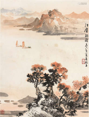 吴养木（1920～2009） 1978年作 江声帆影 立轴 设色纸本