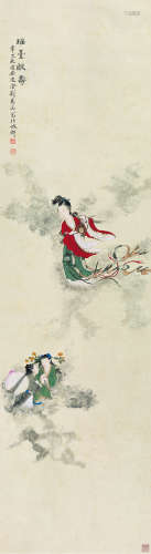 刘凌沧（1908～1989） 1941年作 瑶台献寿 立轴 设色纸本