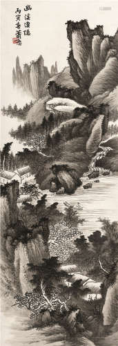 萧愻（1883～1944） 1926年作 幽溪渔隐 立轴 水墨纸本