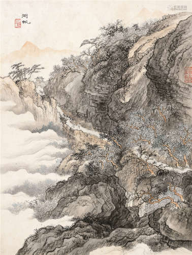吴湖帆（1894～1968） 山水 镜框 设色纸本