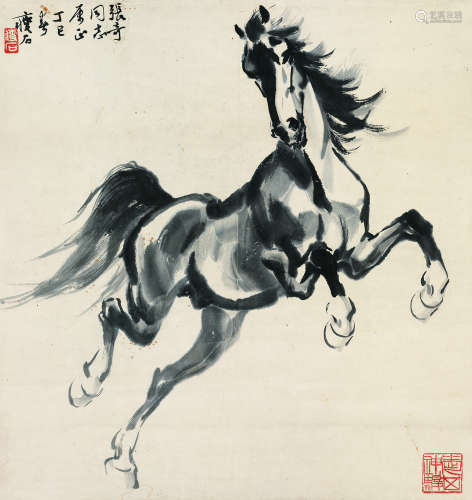 尹瘦石（1919～1998） 1977年作 奔马 立轴 水墨纸本