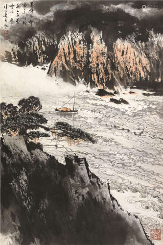 徐子鹤（1916～1999） 1980年作 峡江行 立轴 设色纸本